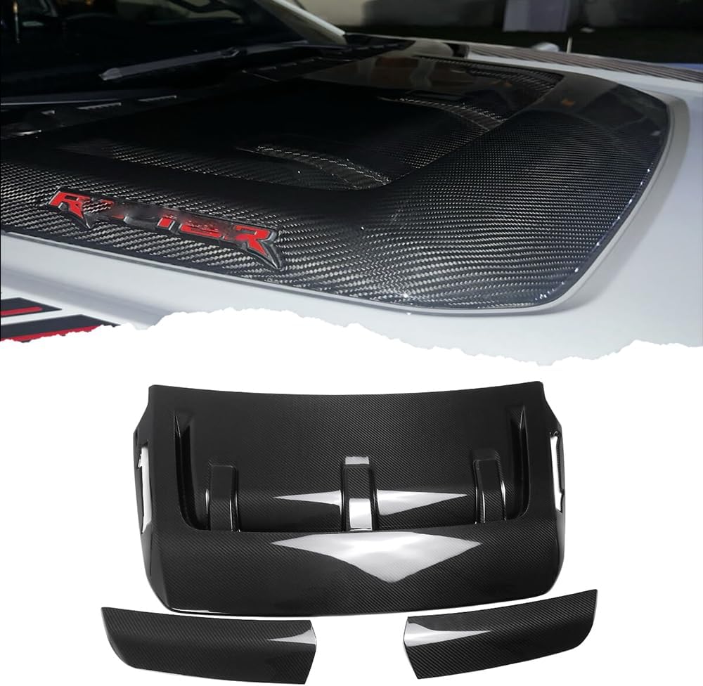 Front Bumper Hood Panel for Ford F150 F-150 Raptor Platinum Tremor King Ranch Lariat 2021 2022 2023 2024,Carbon Fiber F150 Hood Air Intake Vent Cover (Glossy Carbon)