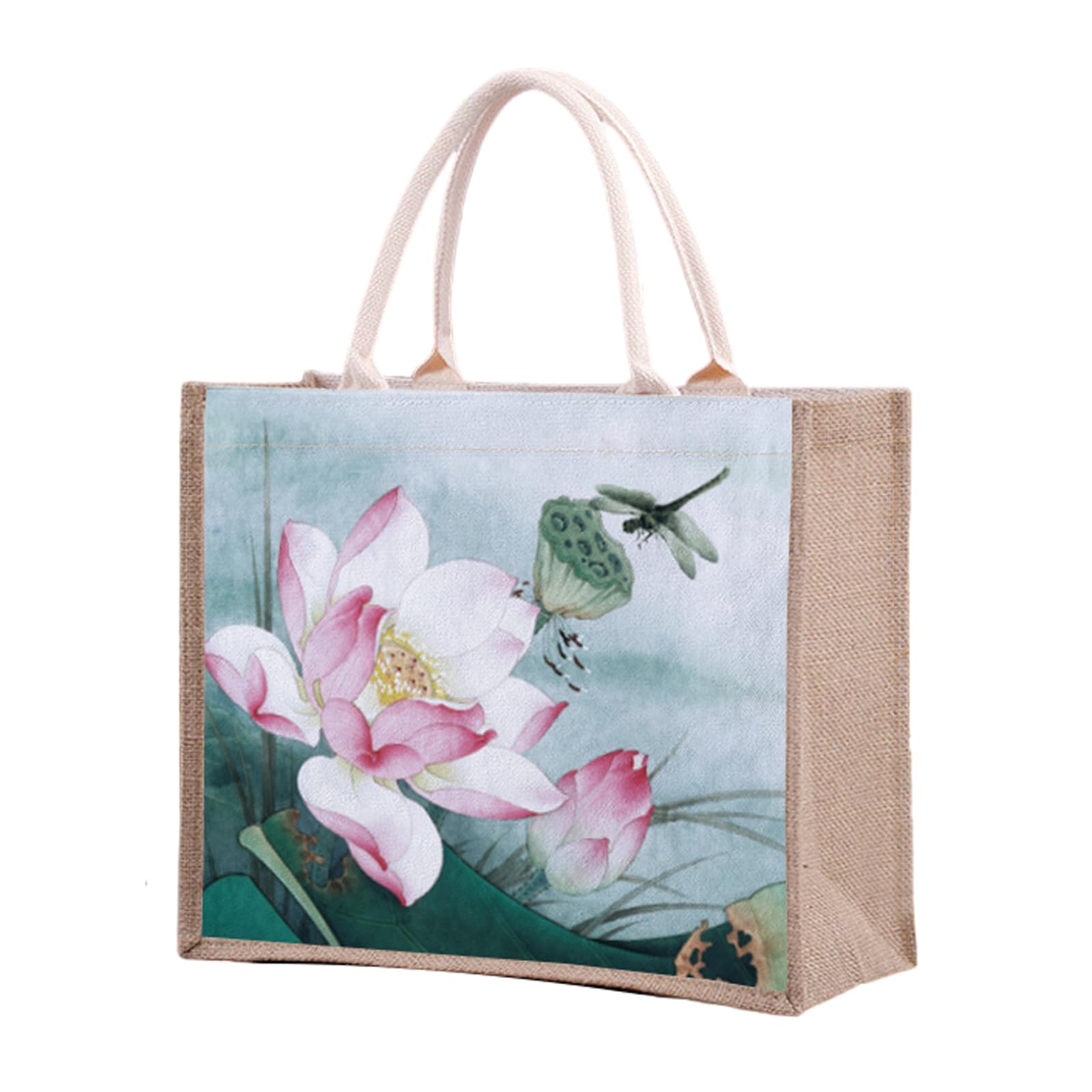 Enigmaire Hessian Shopping Bags,Jute Hessian Shopping Bag,Reusable Hessian Shopper Bag,Burlap Gift Tote With Handle,Jute Shopping Bag,Foldable,Water Resistant,For Daily Shopping,Travel,Picnic