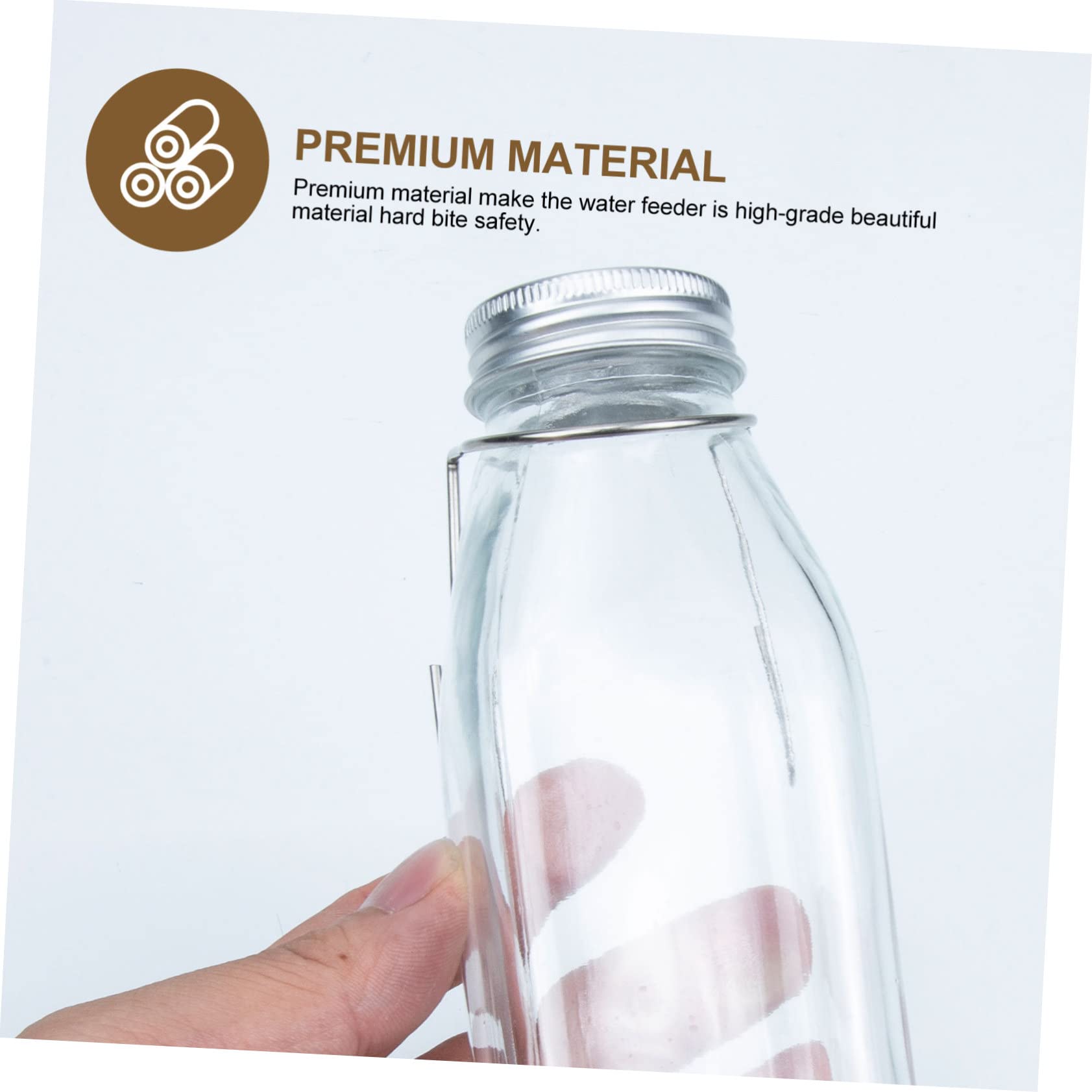 350ml Glas und Edelstahl Haustier Trinkflasche für Kaninchen und Kleine Kleintiere mit Bisssicherem Design und Komfortabler Trinkfunktion zum Aufhängen im Käfig