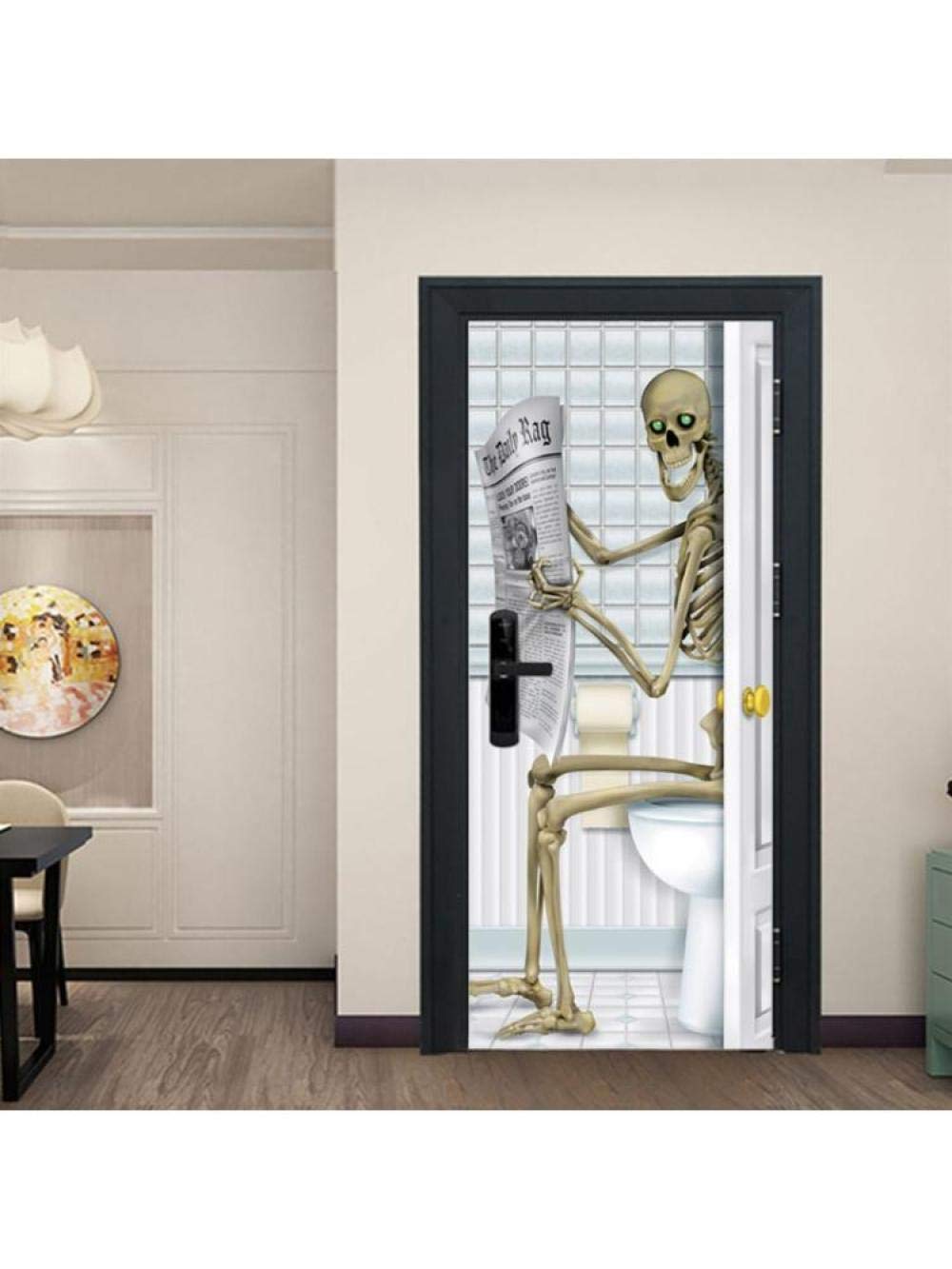 BAOJIAN Wall Sticker 2 Pieces/Set of Door Stickers Removable 3D Skull Halloween Mural PVC Decals Decoration