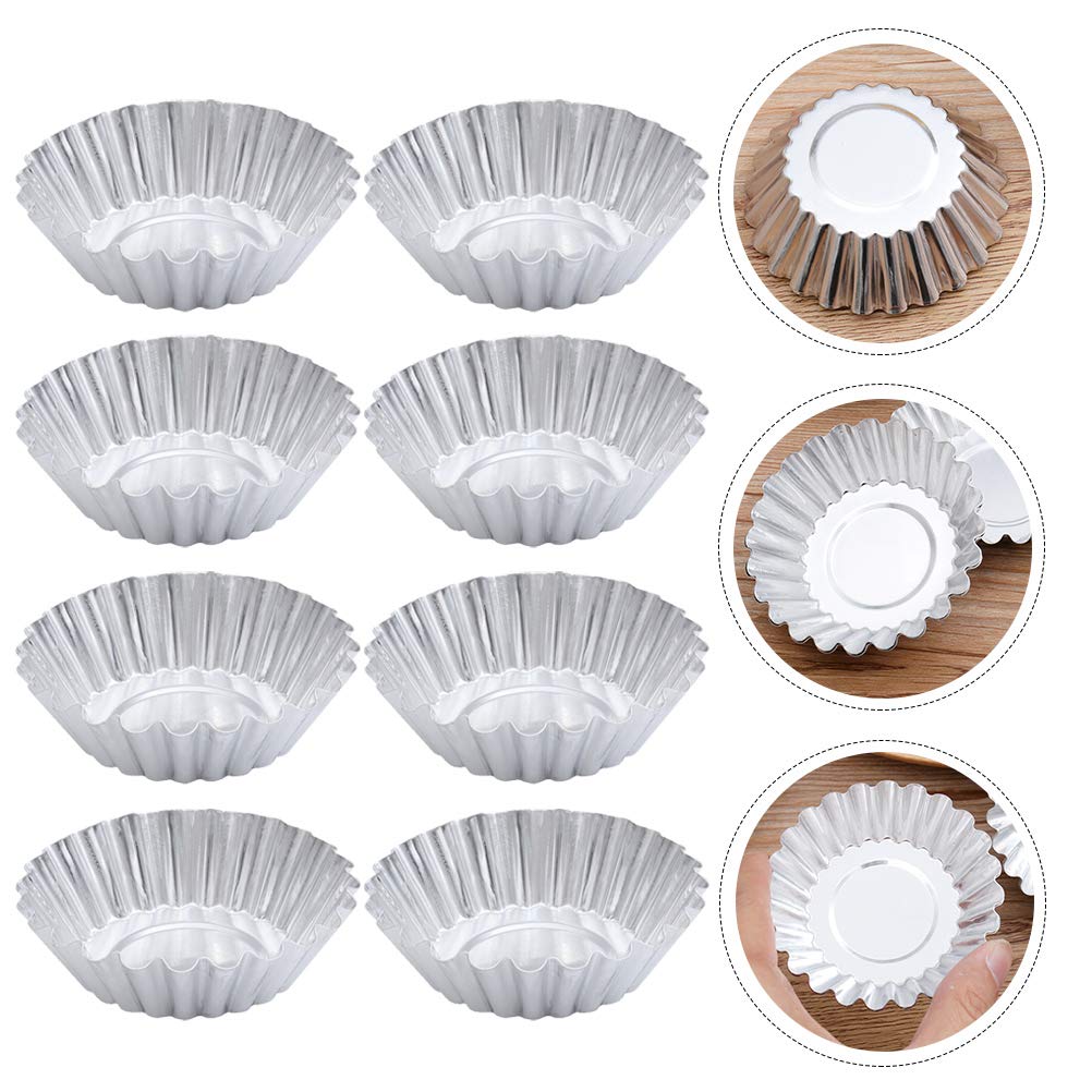 100 Piezas Cupcake Forrado Tarta De Huevo Taza para Hornear Magdalenas Moldes De Tarta Envoltorios De Cupcakes Horneado De Muffins Lata De Tarta Bandeja Ronda Aleación De Aluminio.