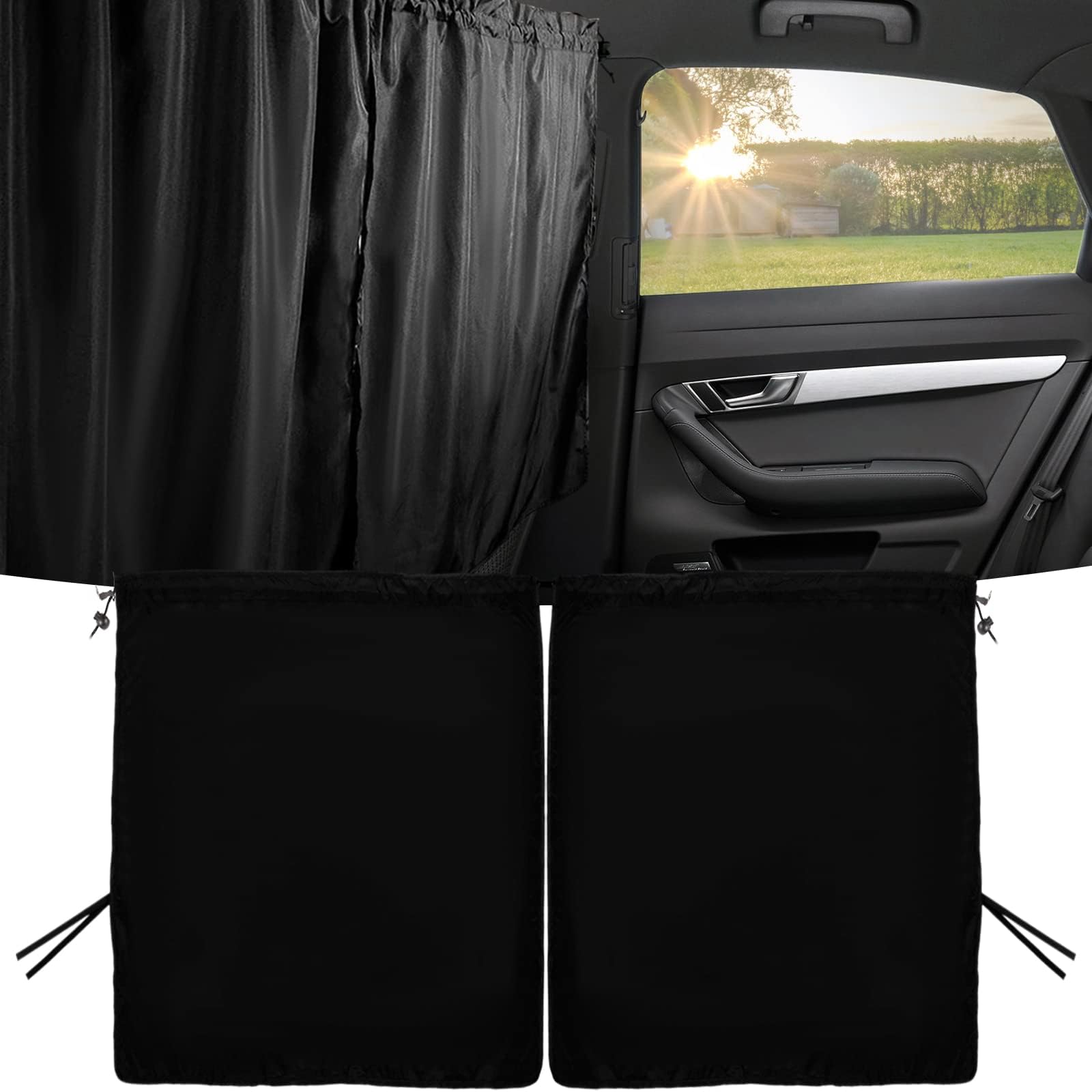 LUUXWPFZ Car Divider Curtains, for Cupra TAVASCAN ab 2024, Privacy Sun Shade Vehicle Partition Blinds Cab Separation Screen Rear Seat Interior Drape,2Pcs(Rear)