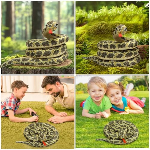 DAWRIS 200cm Plüsch Schlange, Realistische Python Kuscheltier Große Schlange Stofftier, Witzige Plüschtiere Spielzeug Schlanges, Kuschelschlange, Snake Prank Requisiten