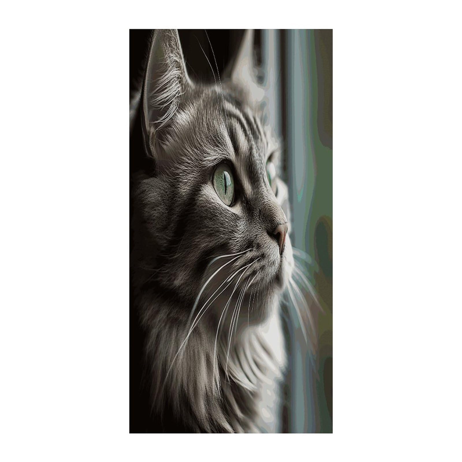 Fekiloot Style Gray Cat With Green Eyes Door Curtain Room Divider Curtains