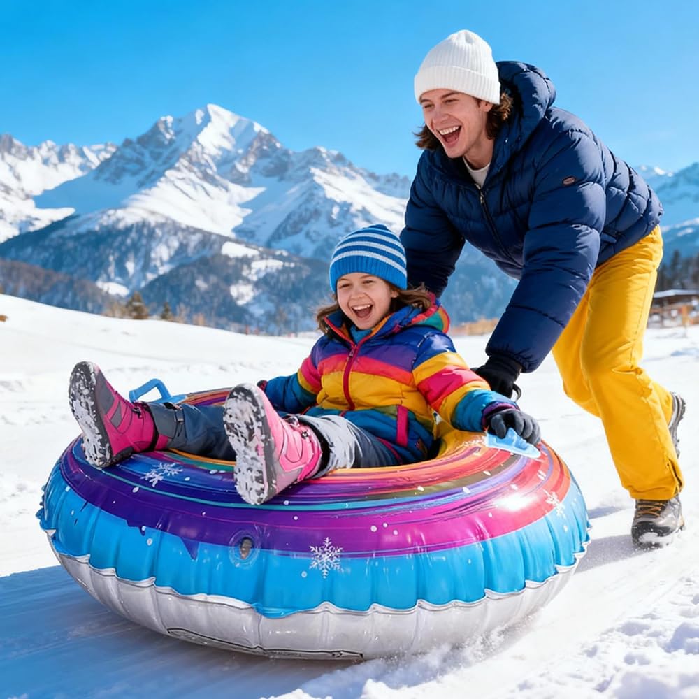 Tabla de Trineo de Nieve para Niños, Juego de Bob Plástico, Snowboard Unisex para Niño y Adulto