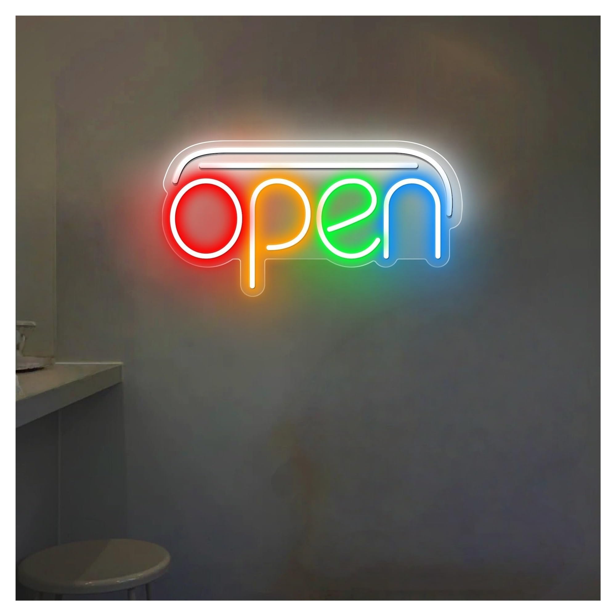 RONGCH Hanging Art Neon Signs Open Neon Sign, Suitable for Cafe Store Shop Decor with Brightness Adjustable 40cm(A)