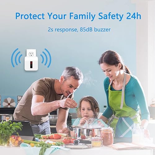 Miniatura 4 de Detector de gas natural, alarma de fugas de gas explosivo enchufable para el hogar, detector de propano de 24 horas, CA 110-220 V, blanco (1 unidad).