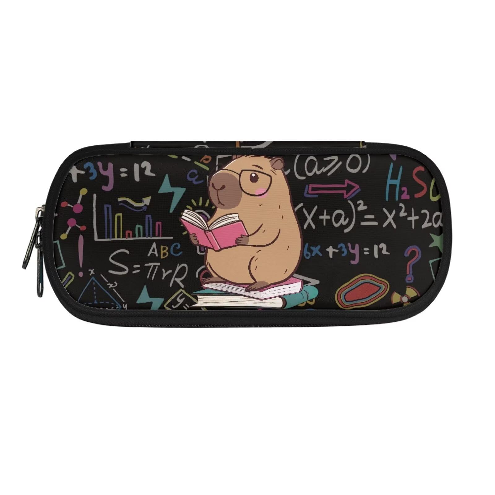 HUGS IDEA Scholar Capybara Pencil Case for Girls Boys Cute Zipper Pencil Case, Office School Supplies Pencil Holder Case Stationery Organizer Bag Large Capacity