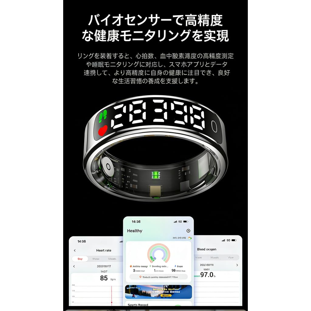 Amazon.co.jp: Guimeiren 【スマートリング 指時計画面付き時計】智能