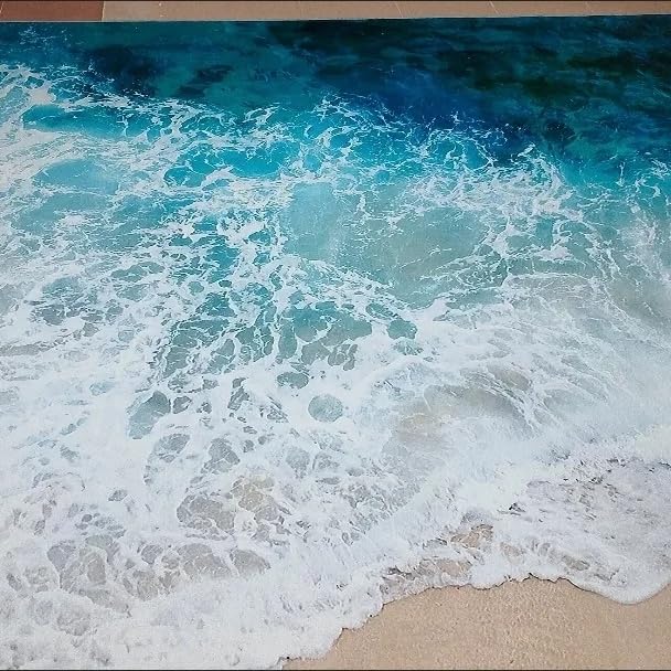 Tapete azul océano 3D de 48x64 pulgadas miniatura 6