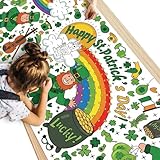 WPROICHD St Patricks Day Giant Coloring Poster/Tablecloth - St Patricks Day Crafts for Kids - 30 x 72 Inches Jumbo Coloring Banner Kids Games Gifts Activities Decor Party Favors