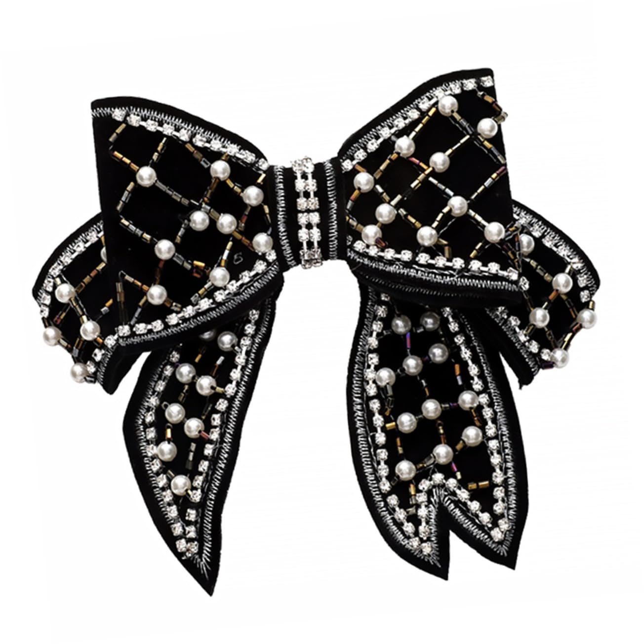 1Pc bow clip Bowknot Hairpin with Pearl bow hair pins bowknot barrette crystal hair Pearl Bowknot Hair Clips hair bows Girls Bowknot Hairpins hair ribbon fabric big bow Miss Wu Xin
