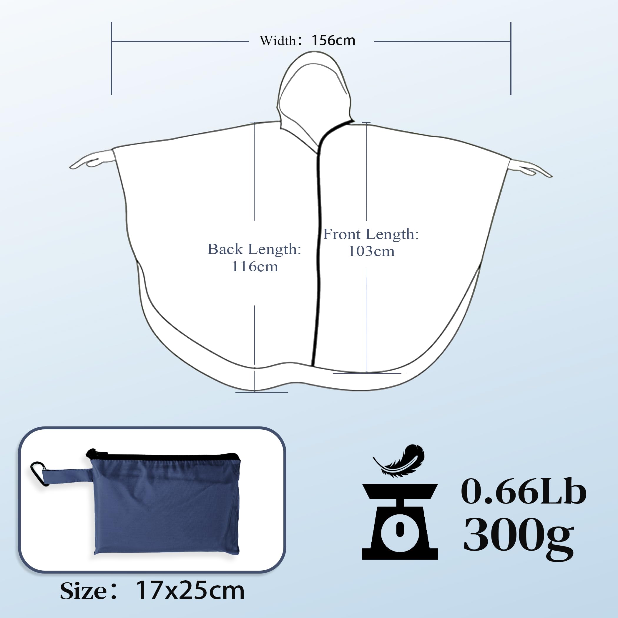 Poncho Impermeable Mujer Unisex Reusable con Capucha y Cremallera, Ligero y Resistente para Senderismo, Camping, Ciclismo y Actividades al Aire Libre