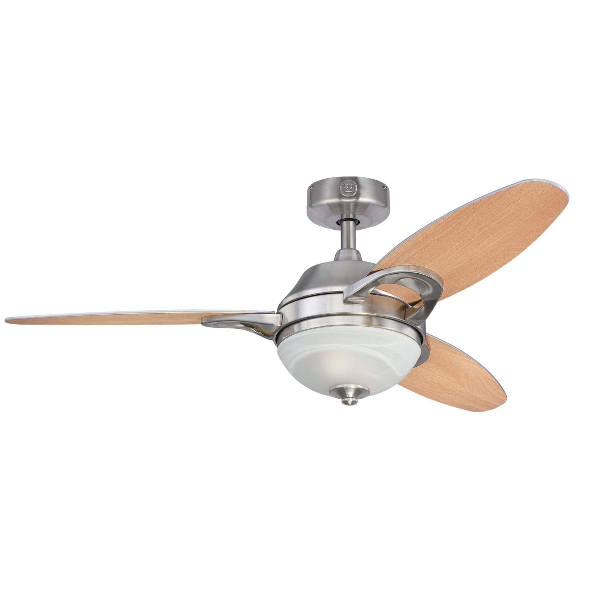Westinghouse Lighting 7224400 Arcadia 46 Inch Brushed Nickel Indoor Ceiling Fan, Dimmable LED Light Kit, Frosted White Alabaster Glass, Remote Control