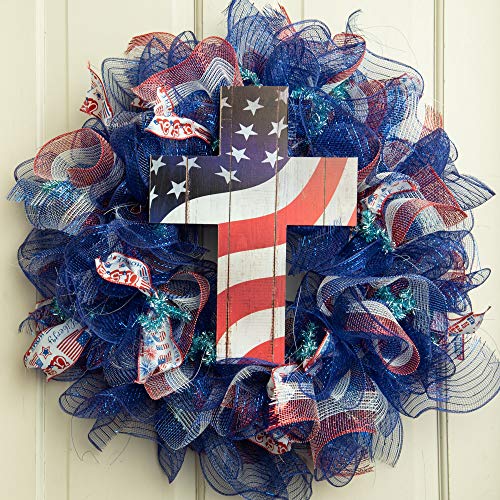 Patriotic American Flag Cross Sign - 13