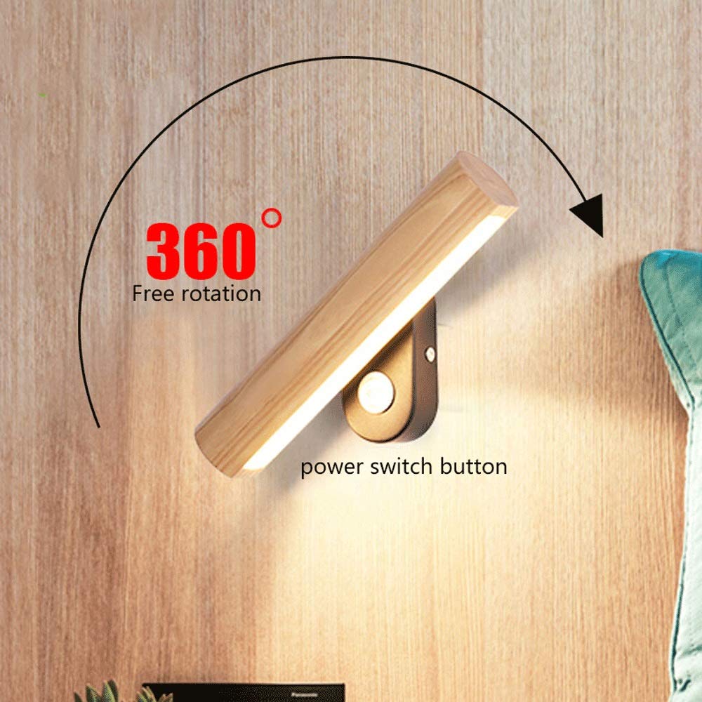 6W LED de pared de madera clara, modernos Luz a la pared interior blanco caliente 3000K, Diseño de ángulo ajustable de la viga de madera Lámpara de pared for el dormitorio / sala de estar / Corredor [