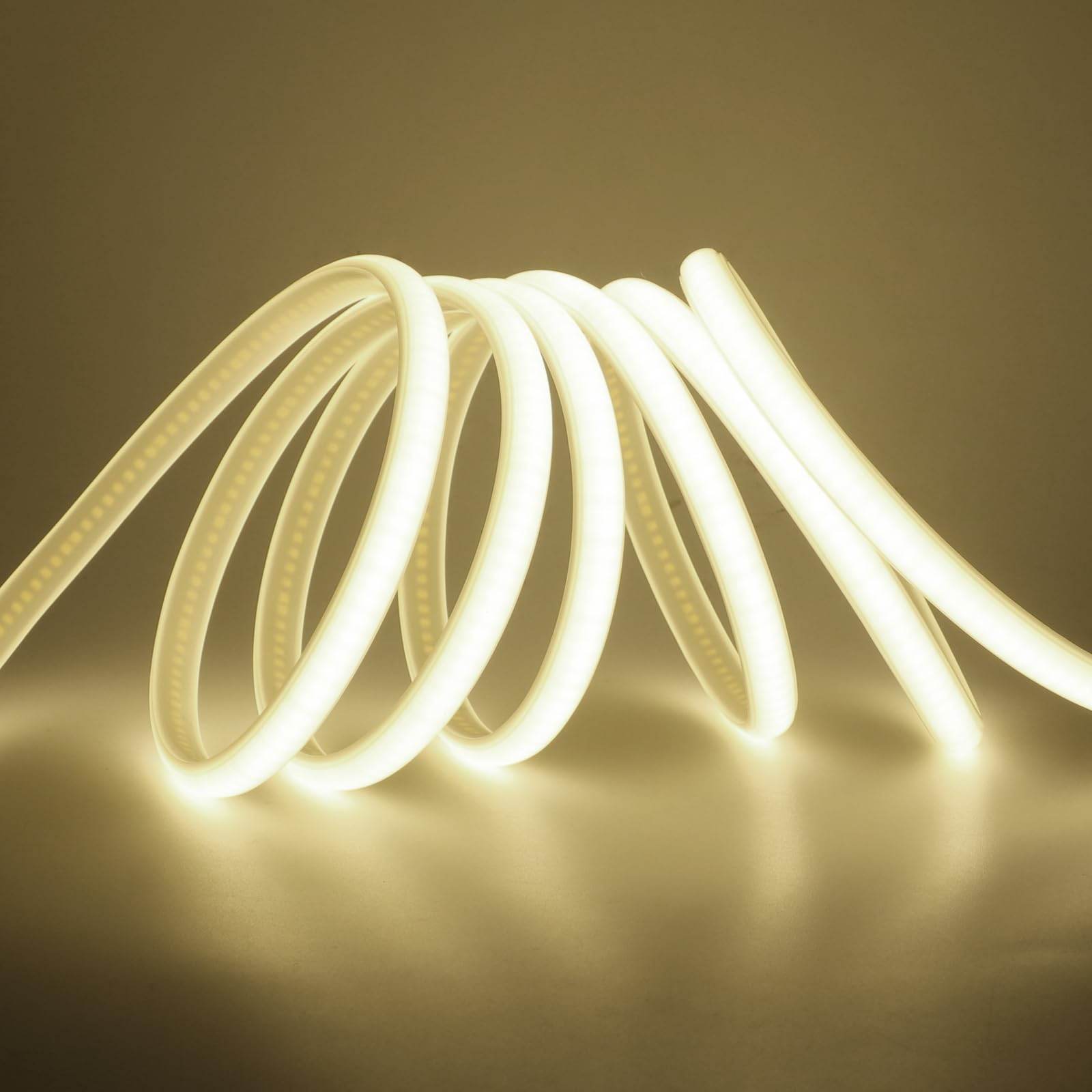 Dimmable Lumière au néon LED COB, 220V 288 LEDs/m Ruban Led Flexible Néon Bande Led, IP65 Etanche Bande Lumineuse Super Lumineux pour Escalier, Chambre, Noël, Fête (Blanc naturel,14M)