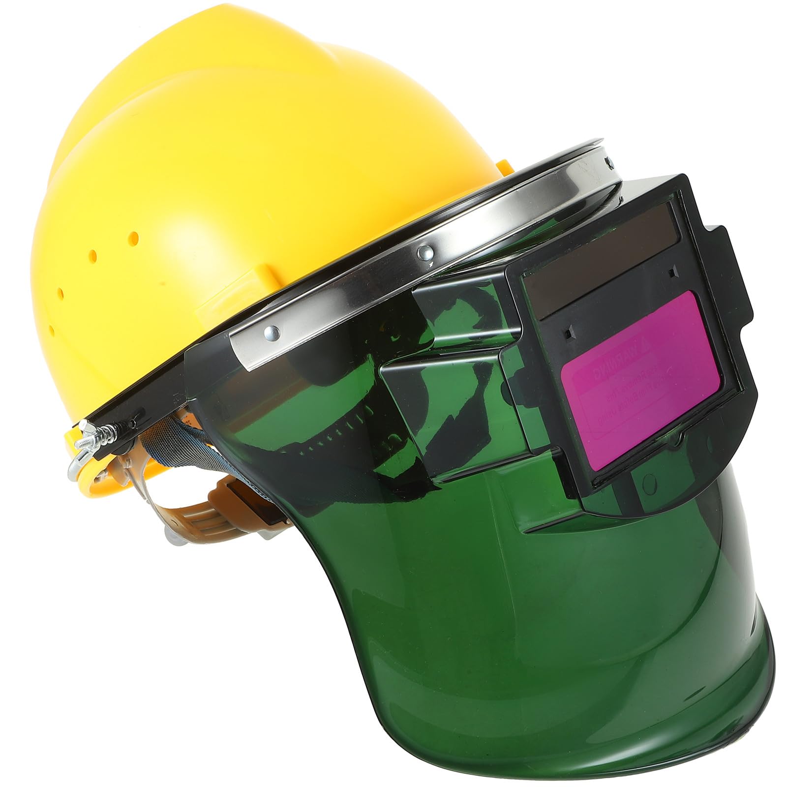 KOMBIUDA Saldatura Autoscurante Solare con Schermo Protettivo Pieno Facciale e Casco di Sicurezza Giallo Automatica Ampio Campo Visivo Rilevatore Alta Efficienza