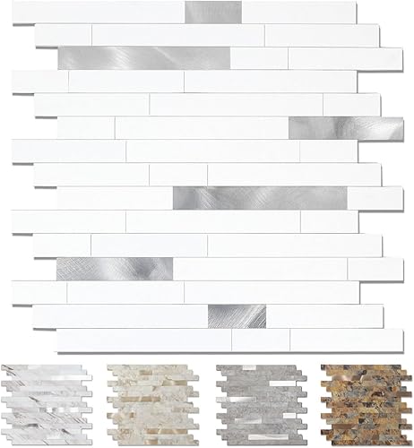 Yipscazo Azulejos de metal de piedra para despegar y pegar, azulejos adhesivos para cocina, baño, lavandería, cámper, chimenea (12 x 12 pulgadas, 20 disponible en Yaxa Colombia