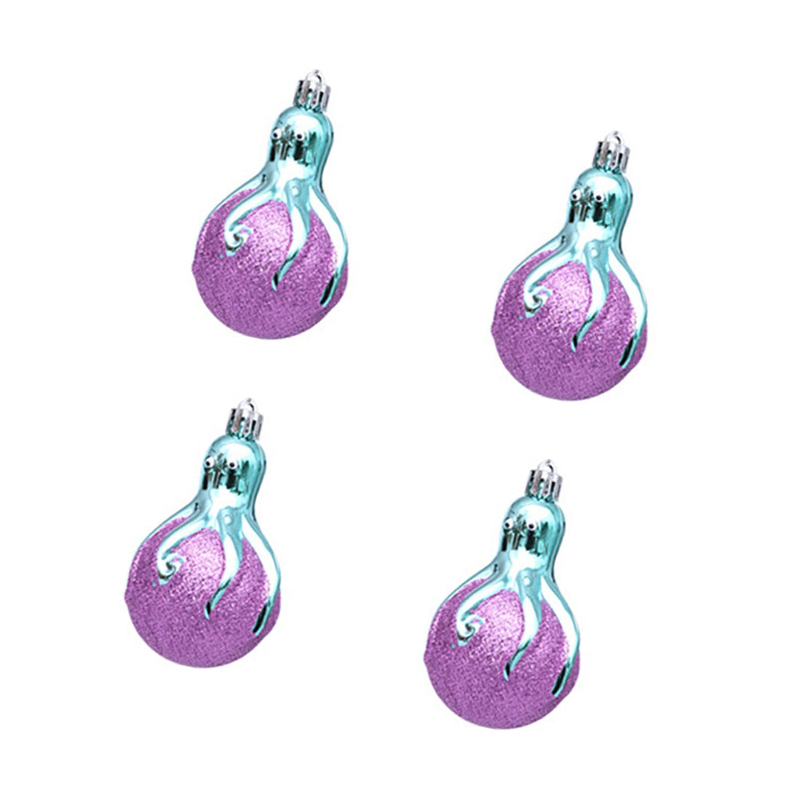 SueaLe 4Pcs Festive Underwater Theme Ornaments Detailed Octopuses Decoration for Christmas Decorating and Gifting Cephalopod Christmas Ornament