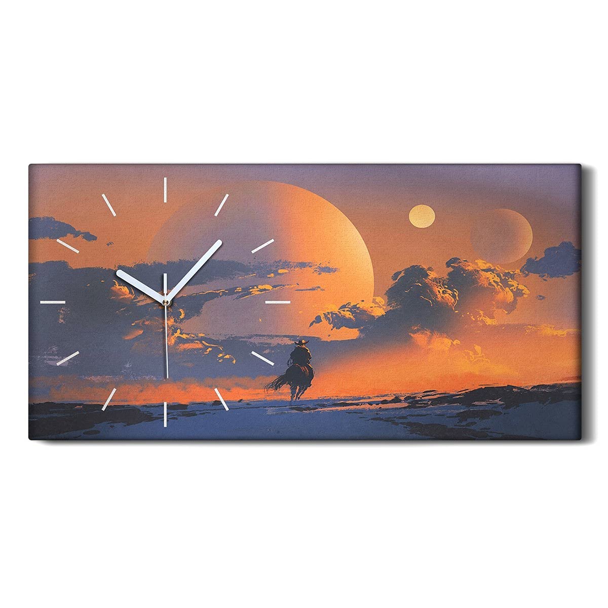 Art mural cowboy et cheval grand format 60x30cm déco salon ambiance coucher de soleil