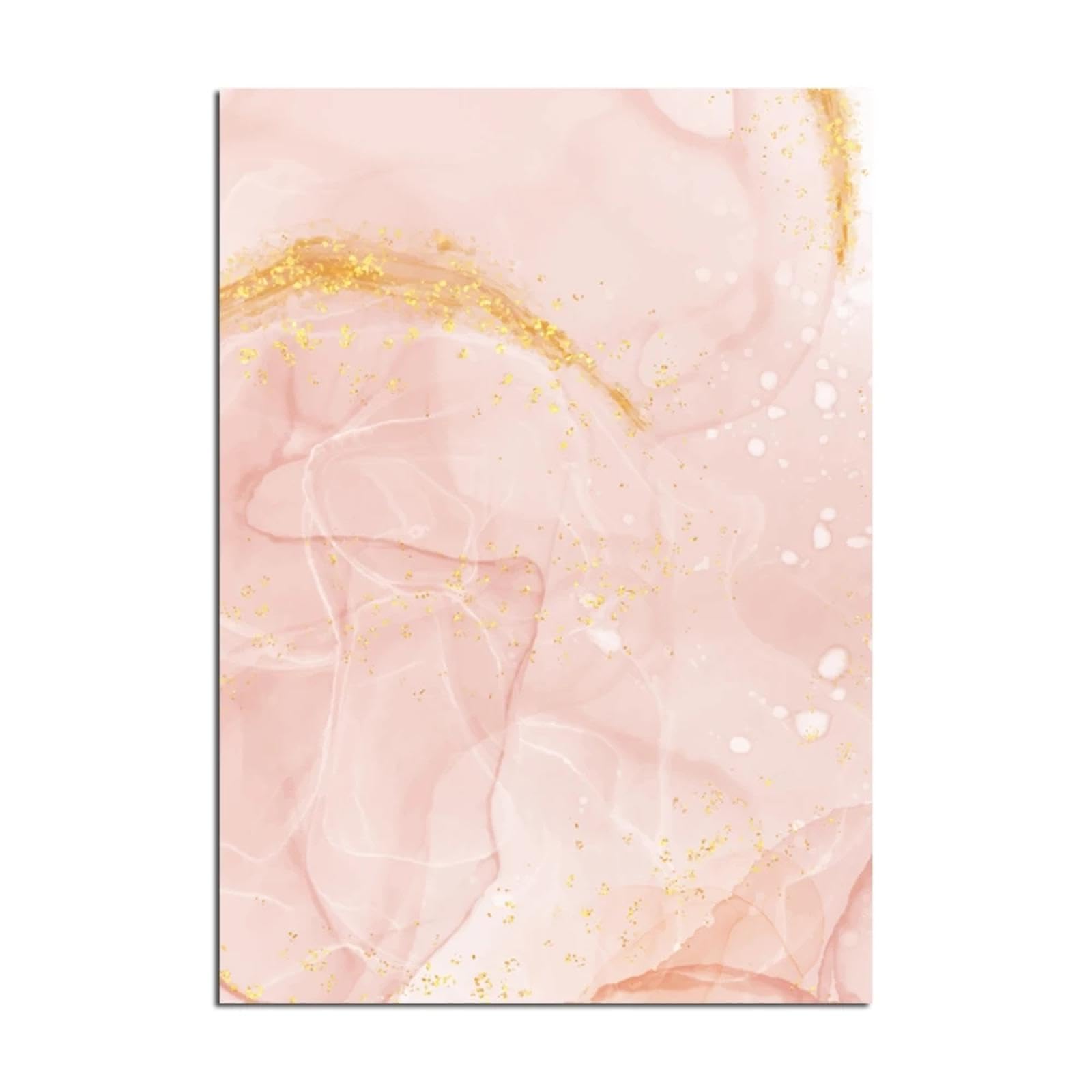 YIUEYI Lienzo de mármol rosa dorado para pared, pinturas artísticas hermosas impresiones carteles e imágenes abstractas imprimibles para decoración de sala de estar, marco de madera de 50 x 75 cm x 3