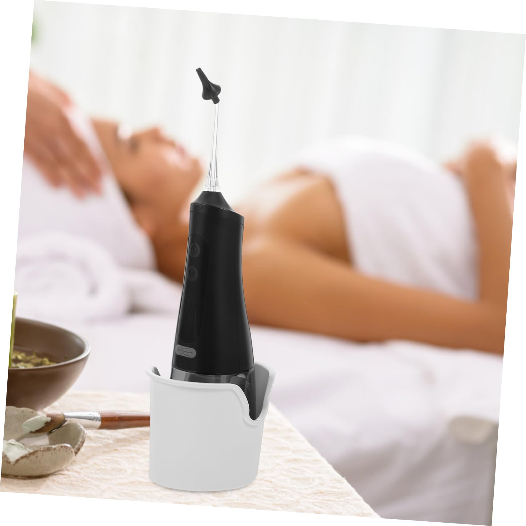 Kit de Nettoyage des Oreilles Électrique, 350ml, Ipx7, Pliable Noir