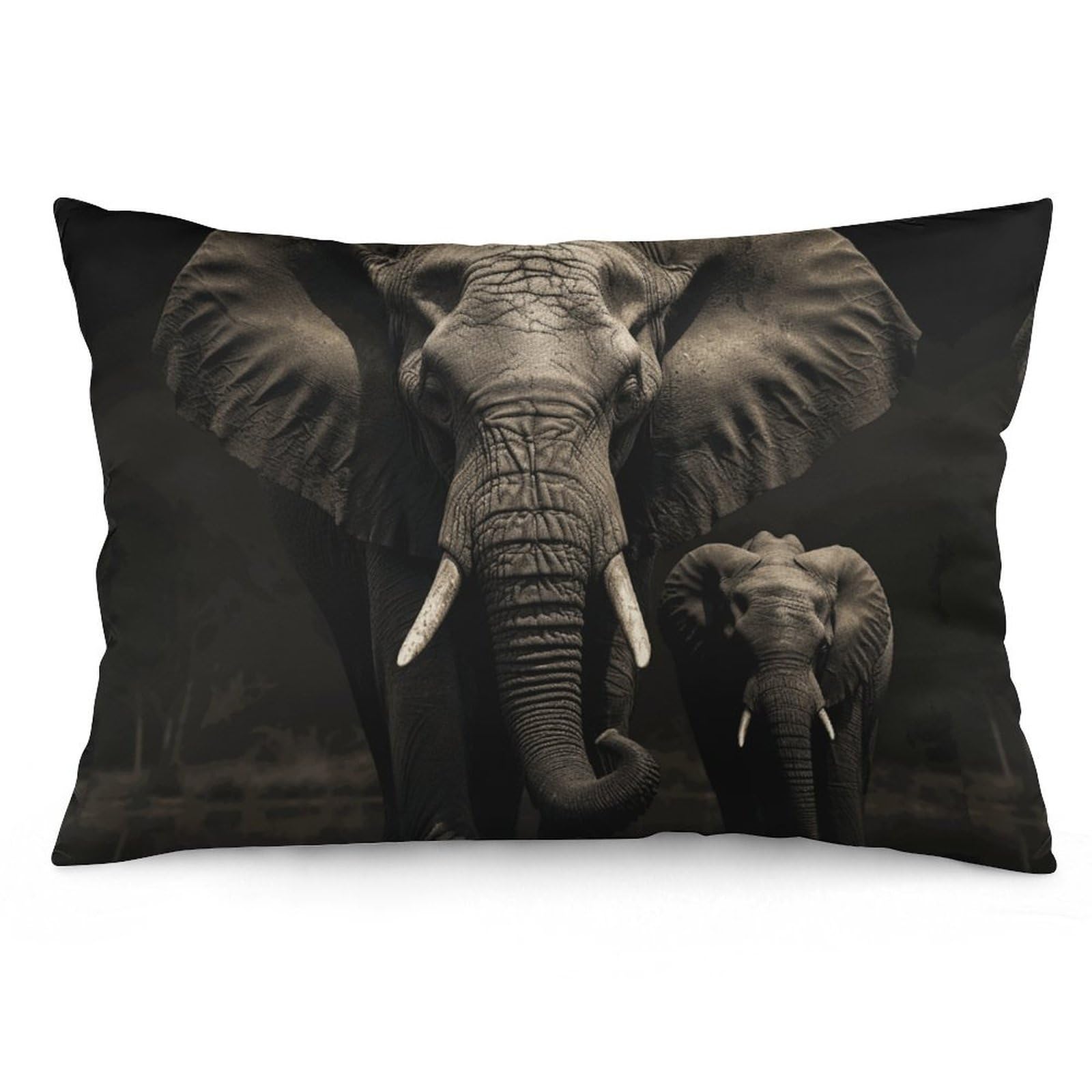 NTVOWPZO 2 Pack Decoration Throw Pillow Covers 20"x30" Pillowcases Covers Elephant Black Pillowcases Modern Farmhouse Home Decor Sofa Cushions Covers for Couch Bed Living Room