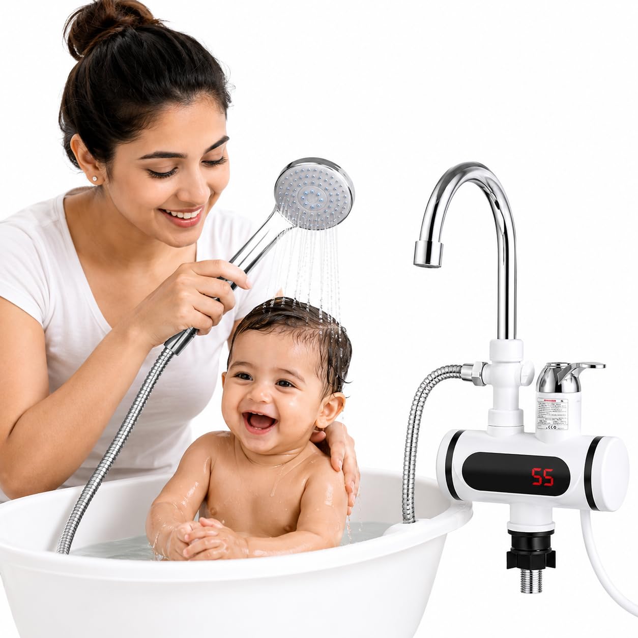DRUMSTONE WINTER 5 Years Warranty 3000W Instant Electric Water Heater Tap with LED Temperature Display & Hand Shower | Tankless Fast Heating Faucet for Kitchen, Bathroom & Wash Basin WHITE-image-21