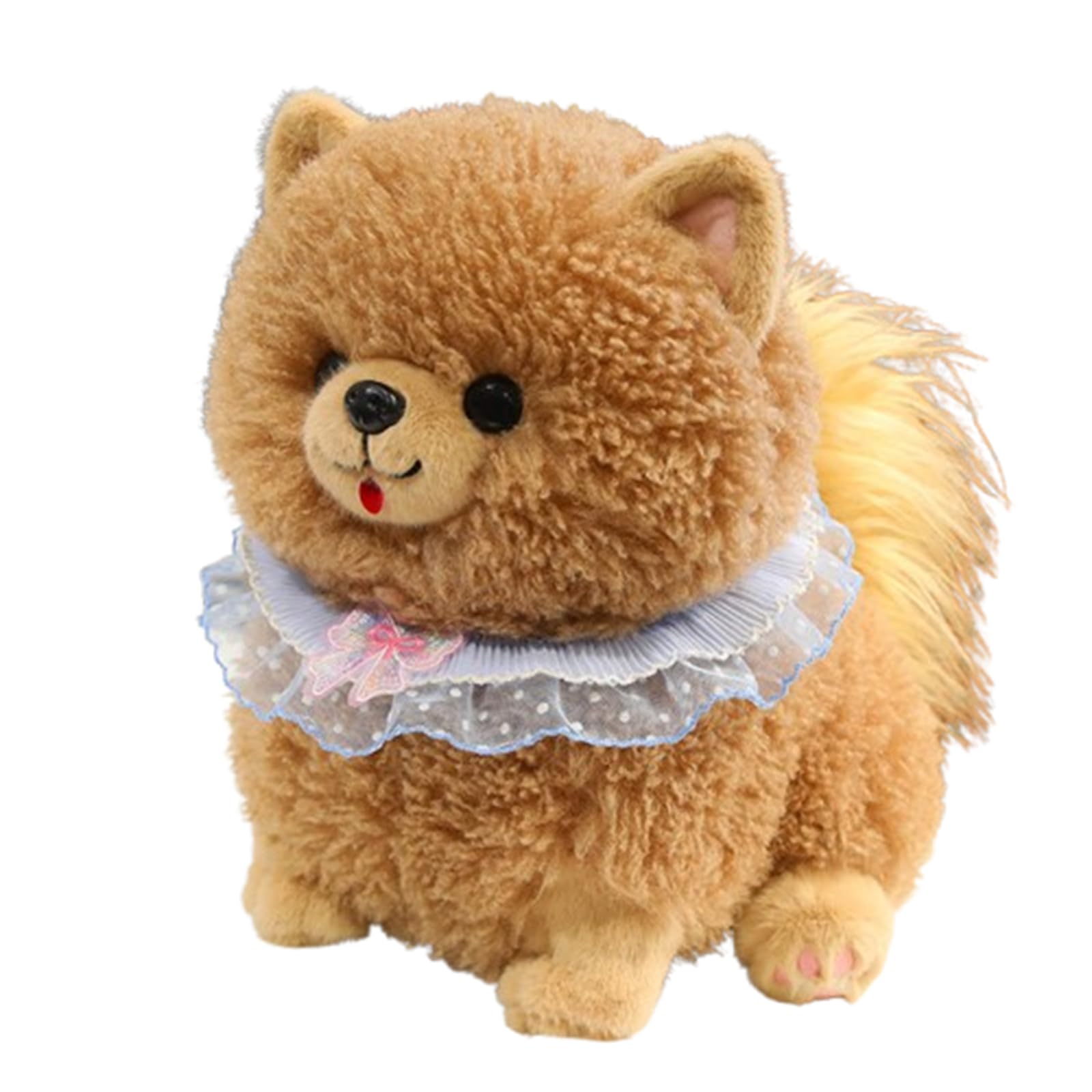Plüschtiere, Pomeranian-Plüsch, 23 cm, süßes Welpen-Plüschtier for Kinder, weiches Pomeranian-Hunde-Plüschtier(Brown,25cm)