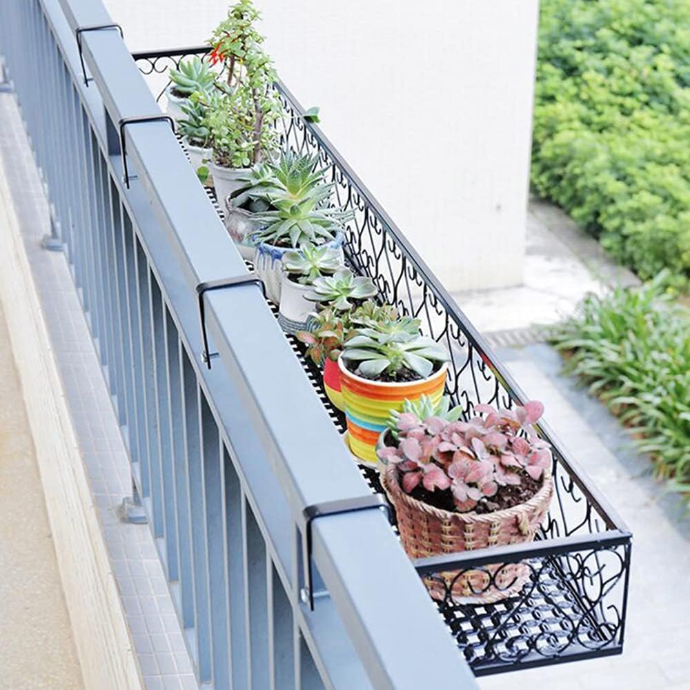 Żelazny wiszący stojak na doniczki z haczykami 7,5 cm, trwały uchwyt na balustradę balkonową do wnętrz salonu i ogrodu na zewnątrz, idealny dla miłośników roślin