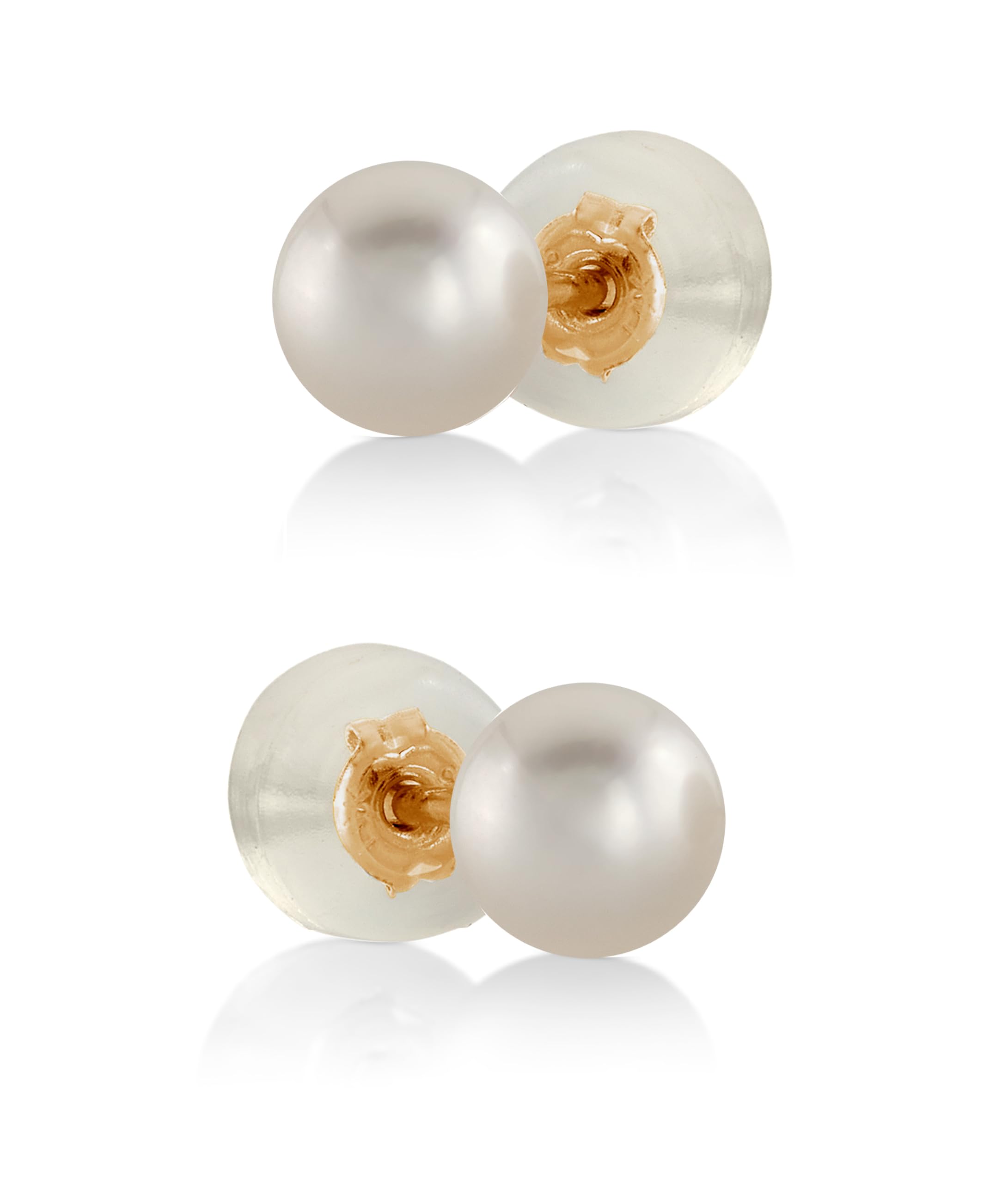 The Pearl Source White Japanese Akoya Pearl Stud Earrings for Women – Genuine Cultured Pearls, 14k Gold Hypoallergenic Jewelry, 4.5-5.0mm, White Gold, Pearl