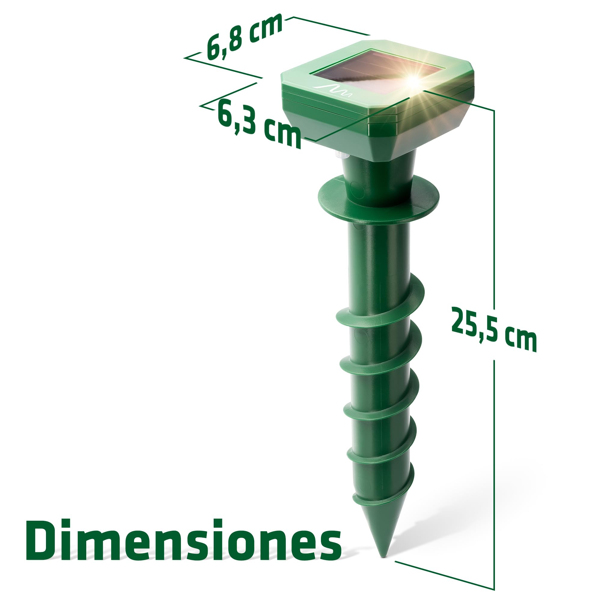 GARDIGO® Ahuyentador de Topos 2 Unidades | Dispositivo Solar con Señal Acústica | Alcance hasta 700 m² | Frecuencia a Intervalos | Anti Topos Jardin | Protección contra Agua IPX4 | Repelente para Topo