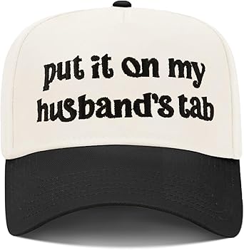 Funny Trucker Hats Embroidered Vintage Snapback Hat for Women Put It On My Husband's Tab Hats Gag Gifts Baseball Cap Red