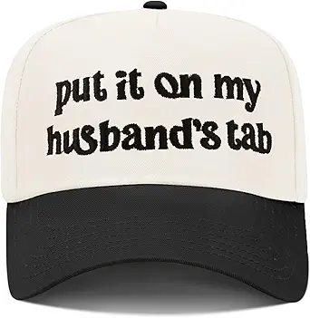 Funny Trucker Hats Embroidered Vintage Snapback Hat for Women Put It On My Husband's Tab Hats Gag Gifts Baseball Cap Red