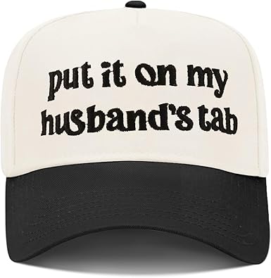 Funny Trucker Hats Embroidered Vintage Snapback Hat for Women Put It On My Husband's Tab Hats Gag Gifts Baseball Cap Red
