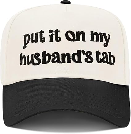 Funny Trucker Hats Embroidered Vintage Snapback Hat for Women Put It On My Husband's Tab Hats Gag Gifts Baseball Cap Red