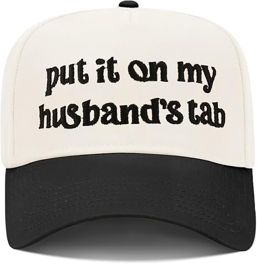 Funny Trucker Hats Embroidered Vintage Snapback Hat for Women Put It On My Husband's Tab Hats Gag Gifts Baseball Cap Red