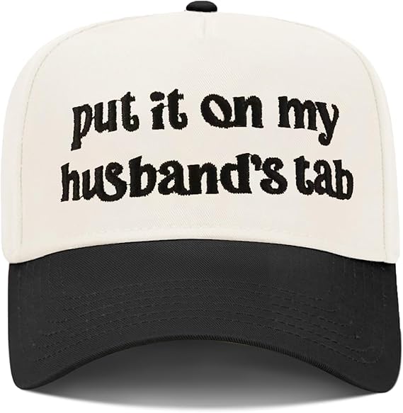 Funny Trucker Hats Embroidered Vintage Snapback Hat for Women Put It On My Husband's Tab Hats Gag Gifts Baseball Cap Red