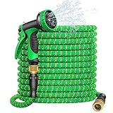 BOIROS Manguera Jardin, Manguera Extensible, Mangeras Flexibles Extensible con Pistola de 10 Funciones de Aeroso y 2 Conector Rápido de Latón 1/2 y 3/4, Mangueras de Riego Resistente 15M/50FT