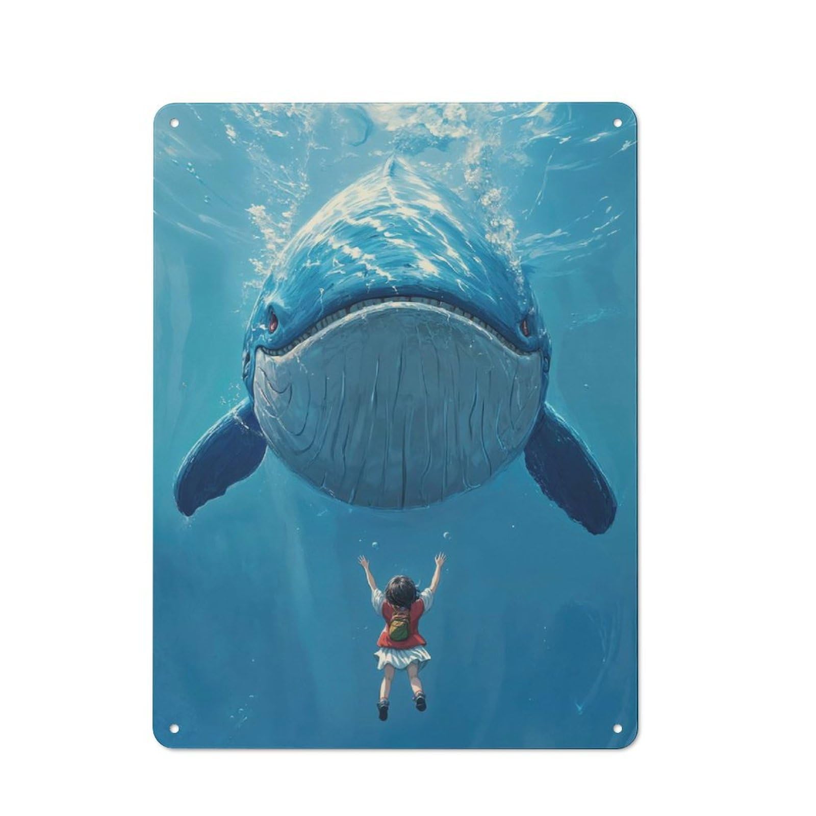Junmoney Girls Whale Whisperer 40X30cm Industrial-Style Tin Sign With For Hallway Wall, A Metal Wall Feature For A Newly Arranged Hallway