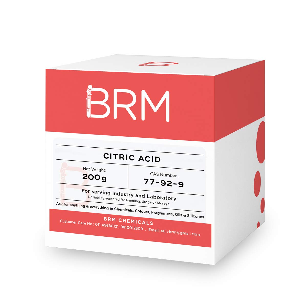 BRM Chemicals Citric Acid - 200 Grams For Serum Making, Anti Ageing Beauty Formulations, Lotion Making, Cosmetic Making & DIY Personal Care For Face, Hair, Skin & Body