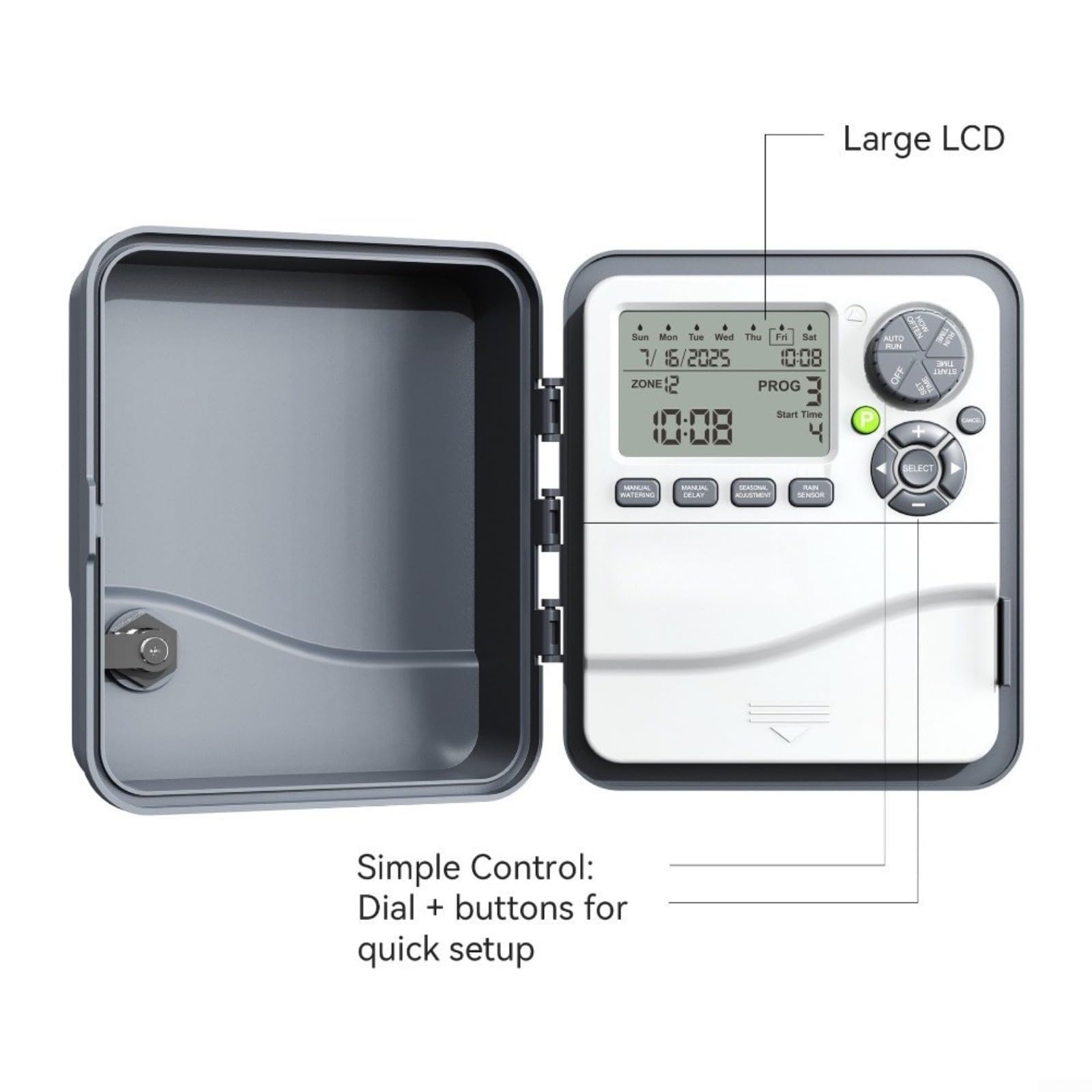 Controlador de riego programable de 12 zonas para riego de jardín