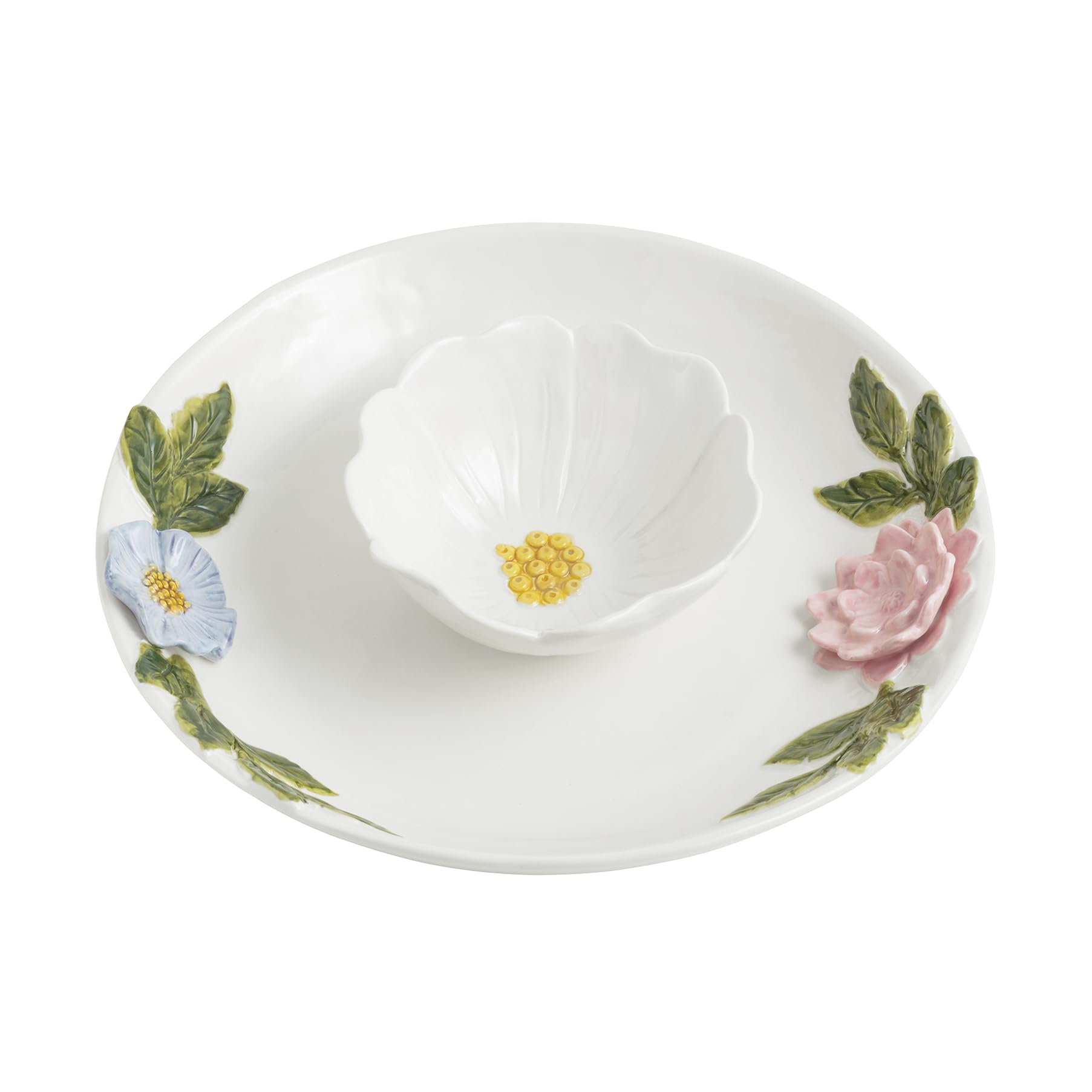 Amazon.com | Mud Pie Stoneware Flower Chip and Dip Set: Chip & Dip