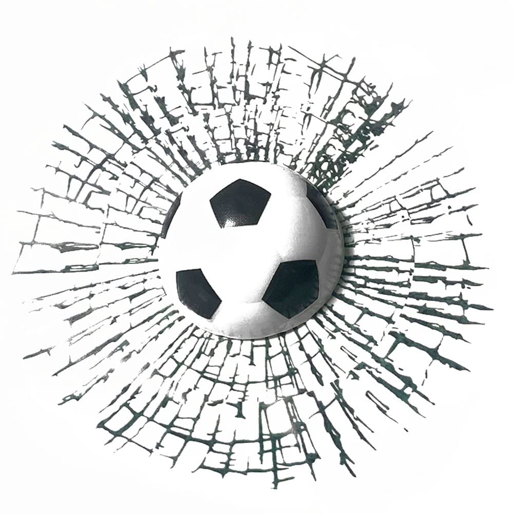 Haowul As Shown Football Hit The Glass 3D Car Sticker Football Smashing Glass Decal Self Adhesive Funny Window Sticker