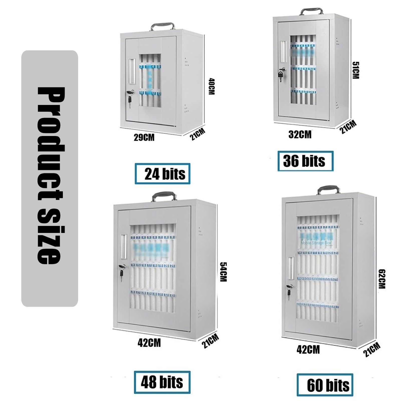 Sto Box - Serratura a muro a 36 bit per telefoni cellulari, in acciaio, per scuole e aziende, opzioni disponibili 24/36/48/60 bit