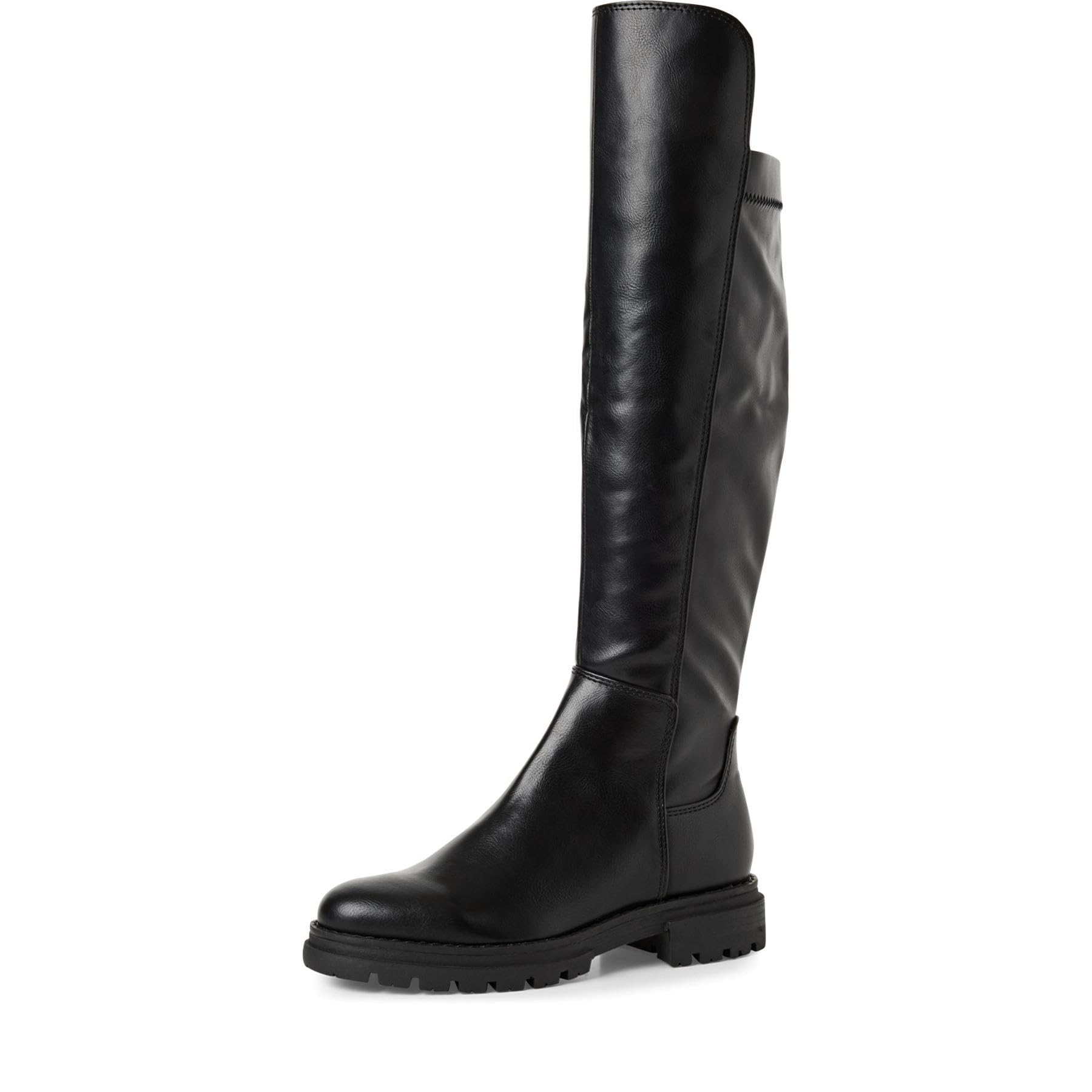 MARCO TOZZI Women's Overknee Boots Flat with Zip, black, 4 UK