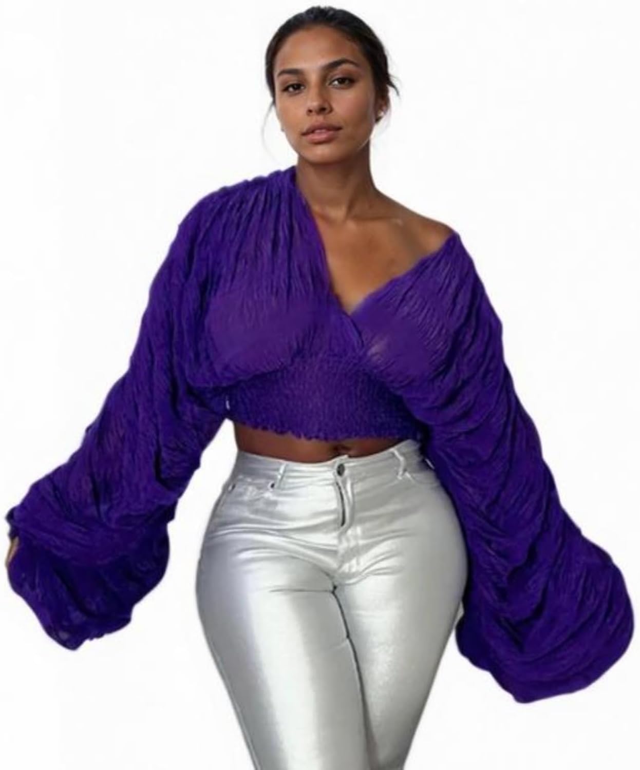 CUTEGAL Bell Sleeve Tops for Women Dressy Tops for Evening Wear Sexy Party Lace Blouses - Image 3