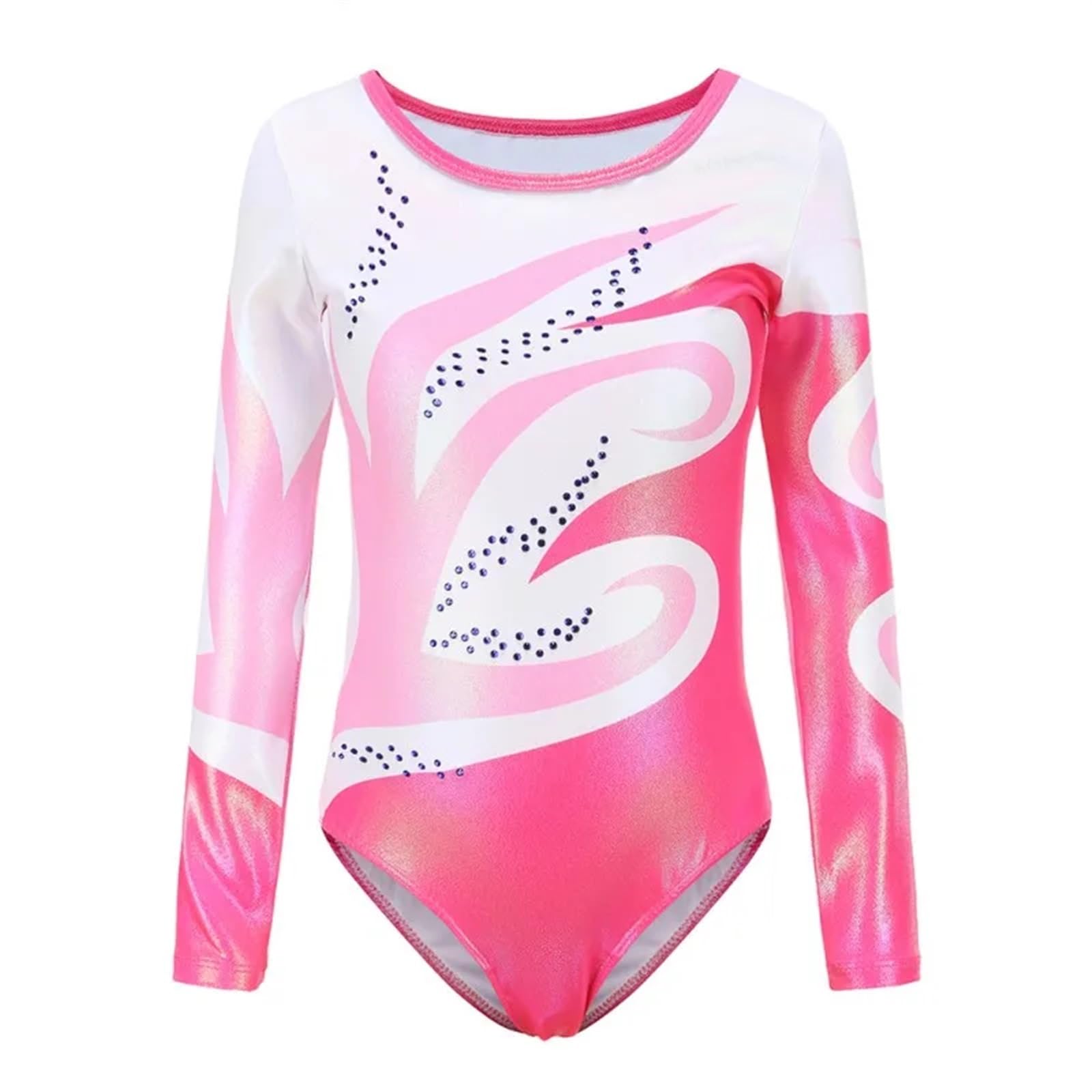 Maillot Gimnasia Ritmica Niños Niñas Diamante Manga Larga Ballet Práctica Danza Desgaste Gimnasia Ballet Leotardo(P,14)