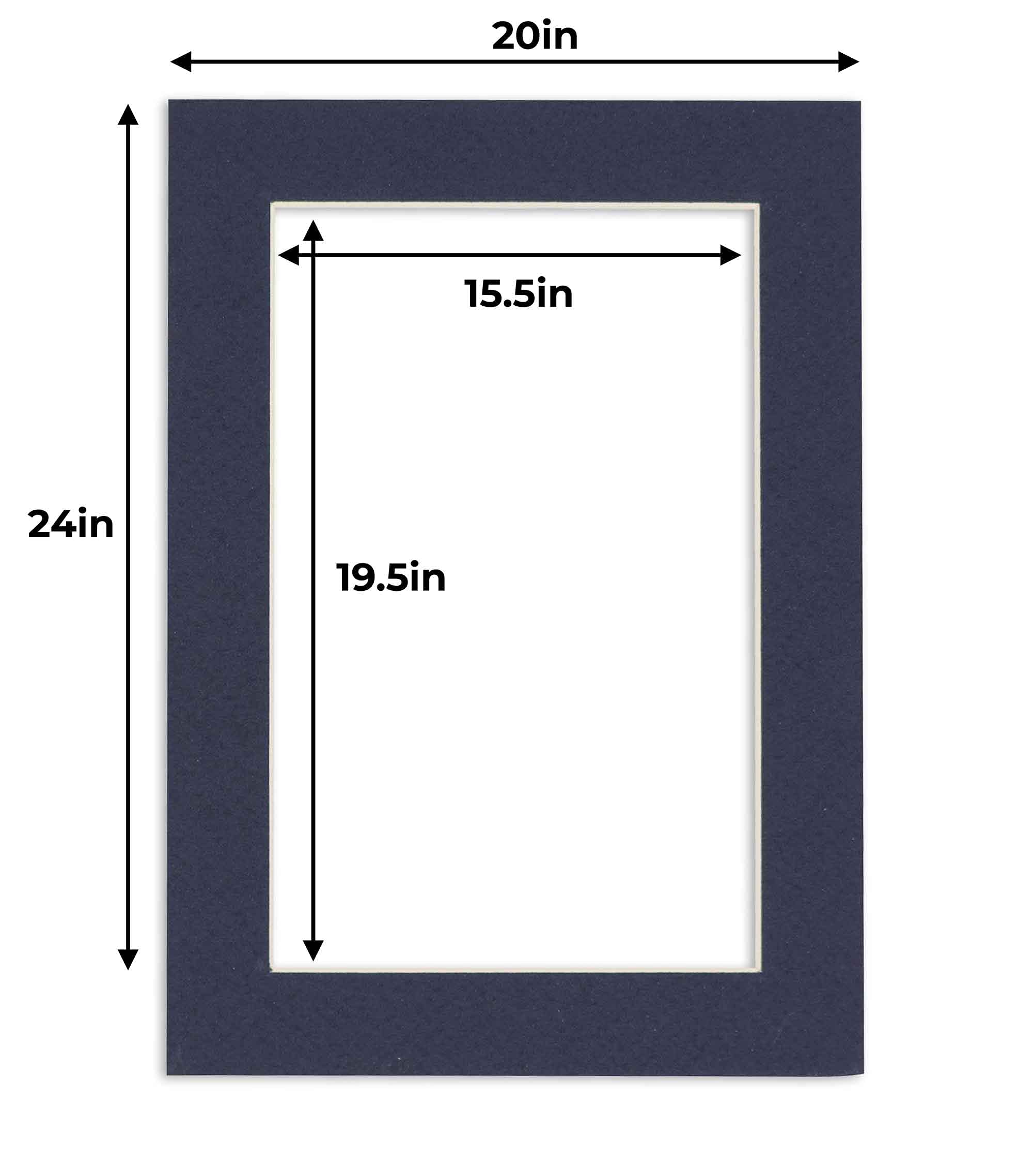 16x20 Mat for 20x24 Frame - Precut Mat Board Acid-Free Navy 16x20 Photo Matte Made to Fit a 20x24 Picture Frame, Premium Matboard for Family Photos, Show Kits, Art, Picture Framing, Pack of 10 Mats
